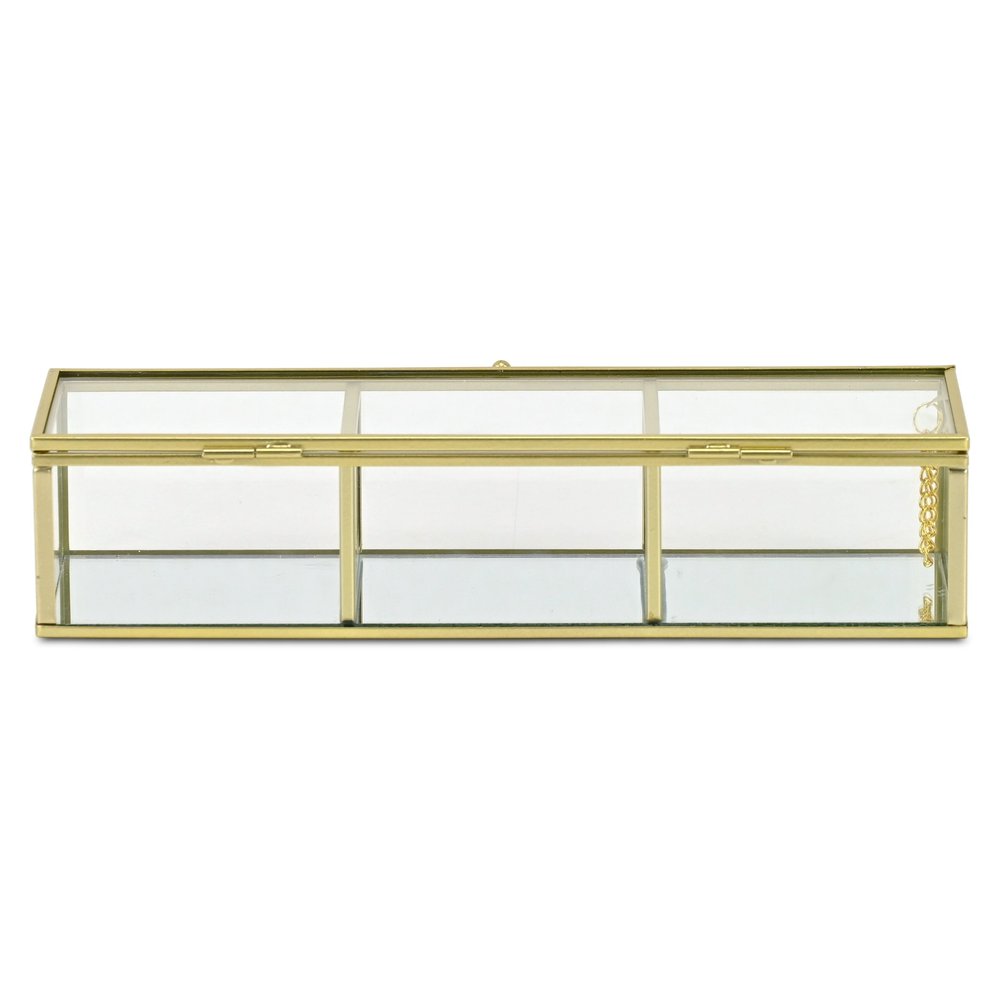 2" Gold Glass Hand Painted Decorative Box HomeRoots