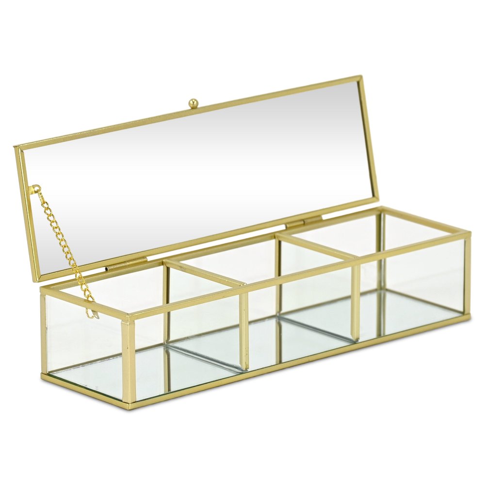 2" Gold Glass Hand Painted Decorative Box HomeRoots