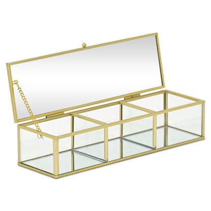 2" Gold Glass Hand Painted Decorative Box HomeRoots