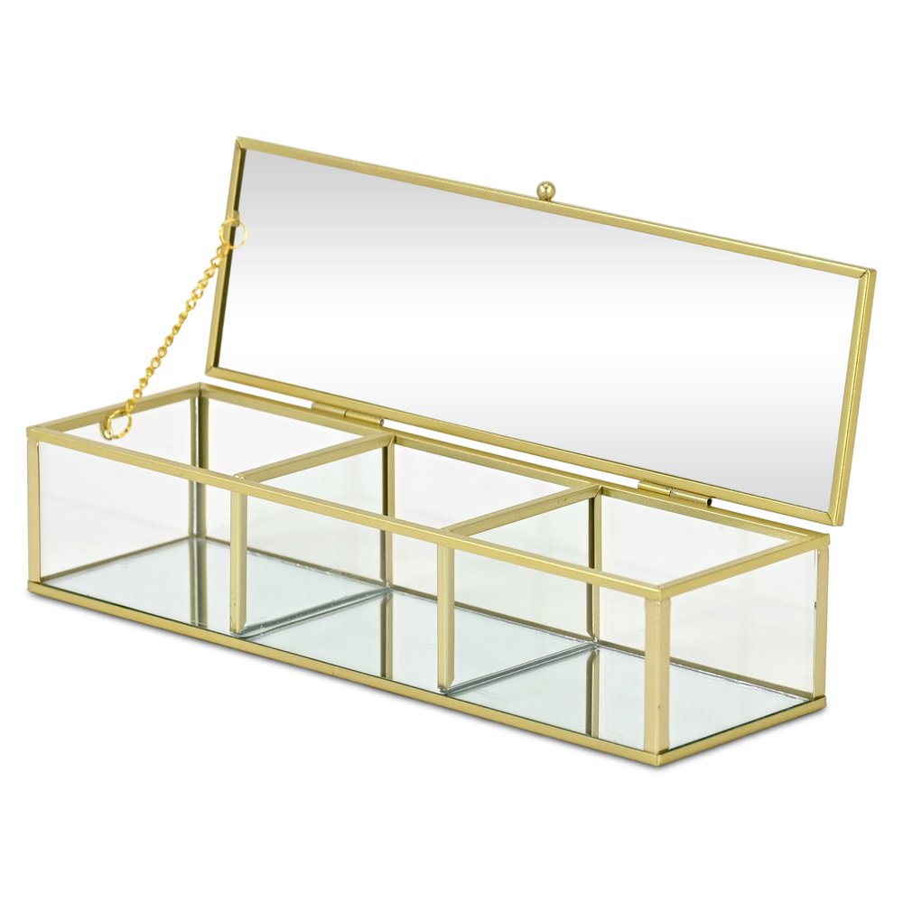 2" Gold Glass Hand Painted Decorative Box HomeRoots