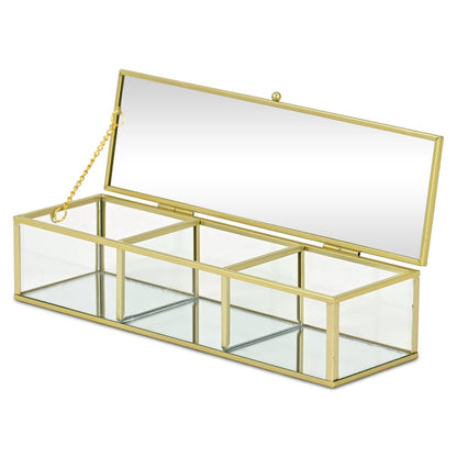 2" Gold Glass Hand Painted Decorative Box HomeRoots