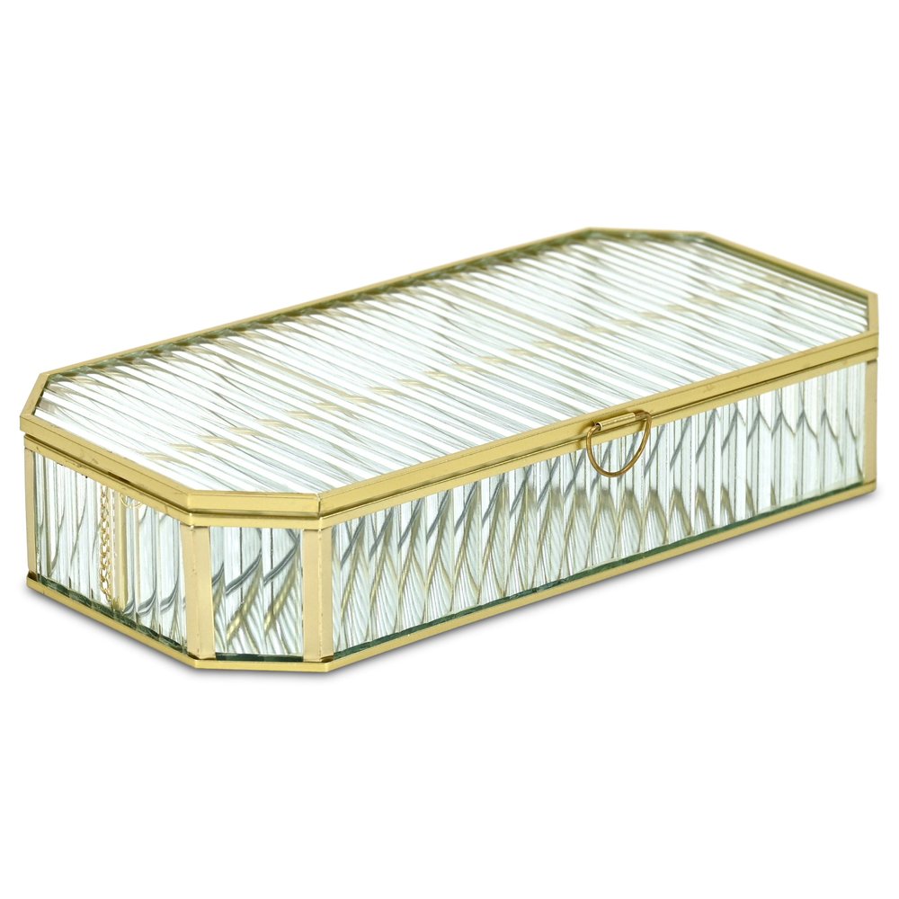 2" Gold Glass Hand Painted Decorative Box HomeRoots