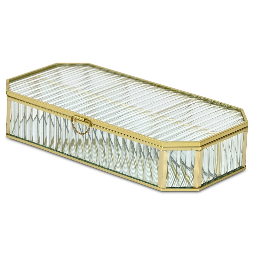2" Gold Glass Hand Painted Decorative Box HomeRoots
