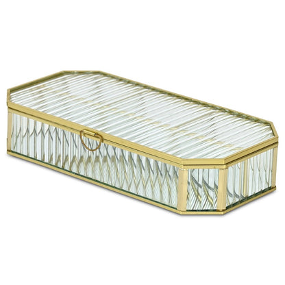 2" Gold Glass Hand Painted Decorative Box HomeRoots