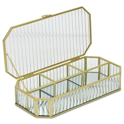 2" Gold Glass Hand Painted Decorative Box HomeRoots