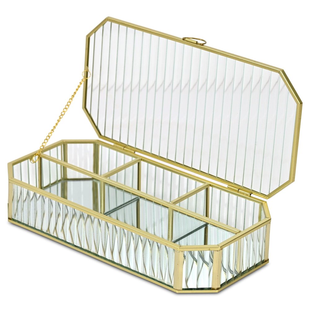 2" Gold Glass Hand Painted Decorative Box HomeRoots