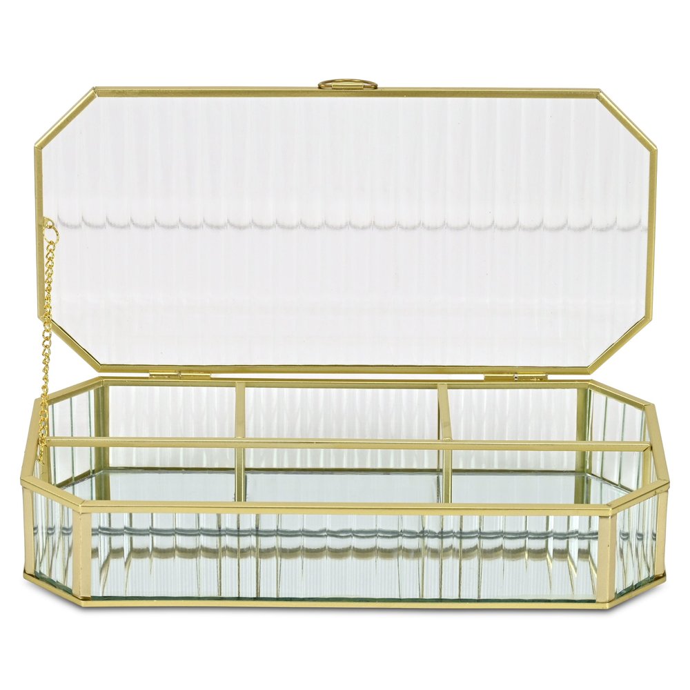 2" Gold Glass Hand Painted Decorative Box HomeRoots