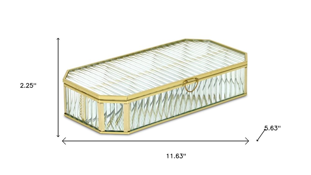 2" Gold Glass Hand Painted Decorative Box HomeRoots