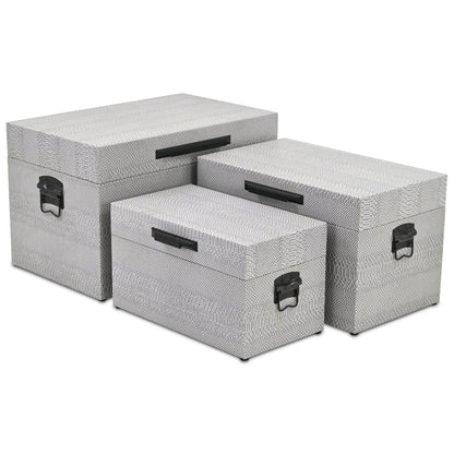 Set of Three Gray Wood Hand Painted Decorative Box HomeRoots