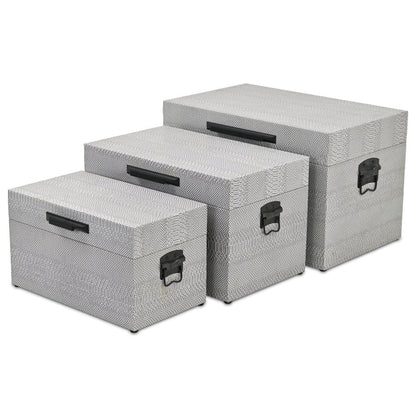 Set of Three Gray Wood Hand Painted Decorative Box HomeRoots