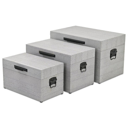 Set of Three Gray Wood Hand Painted Decorative Box HomeRoots