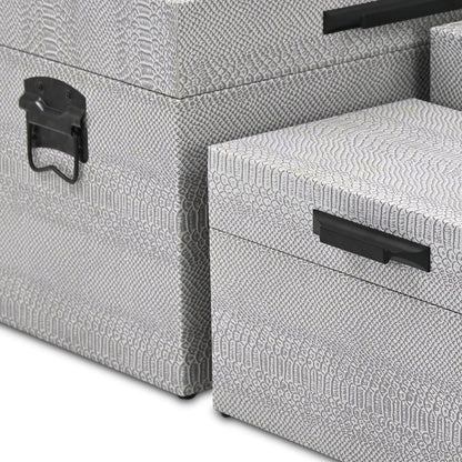 Set of Three Gray Wood Hand Painted Decorative Box