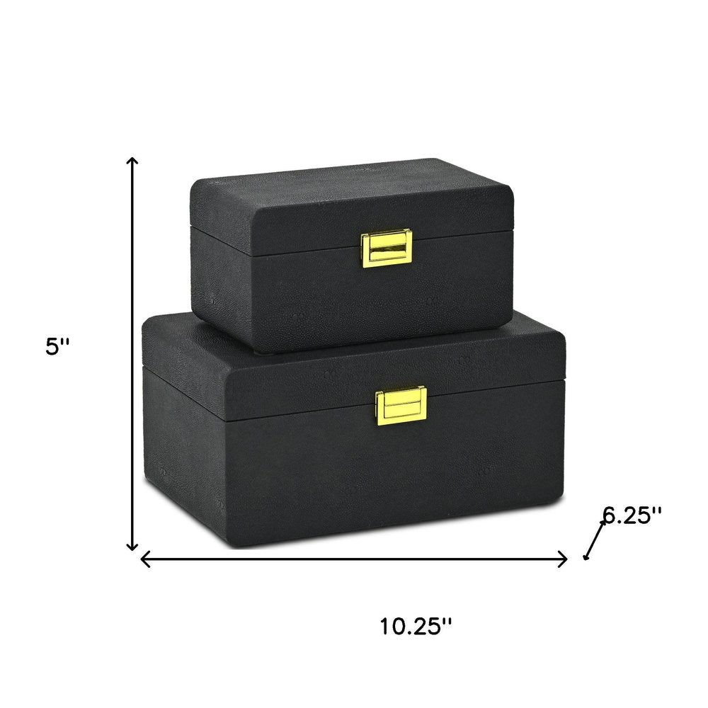 Set of Two Black Wood Hand Painted Decorative Box HomeRoots