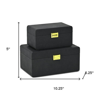 Set of Two Black Wood Hand Painted Decorative Box HomeRoots