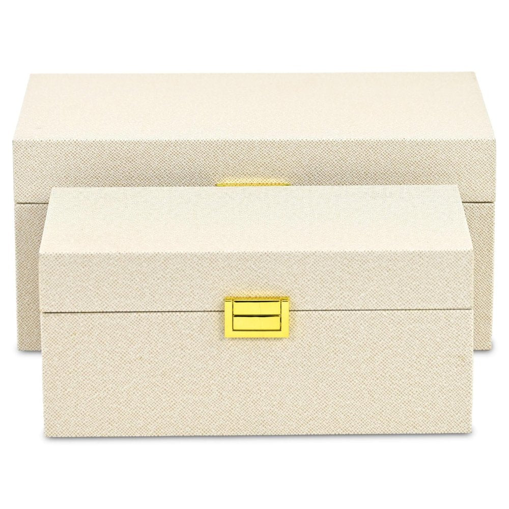 Set of Two Gold Wood Hand Painted Decorative Box HomeRoots