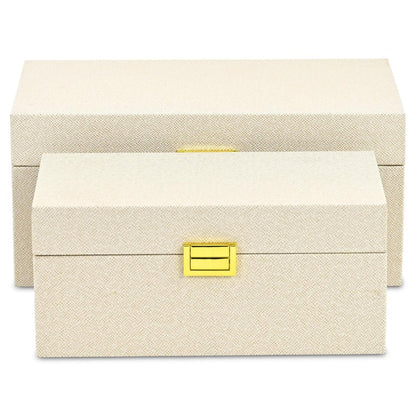 Set of Two Gold Wood Hand Painted Decorative Box HomeRoots