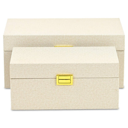 Set of Two Gold Wood Hand Painted Decorative Box HomeRoots