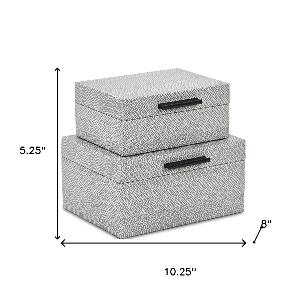 Set of Two Gray Wood Hand Painted Decorative Box HomeRoots
