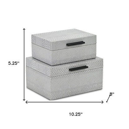 Set of Two Gray Wood Hand Painted Decorative Box HomeRoots