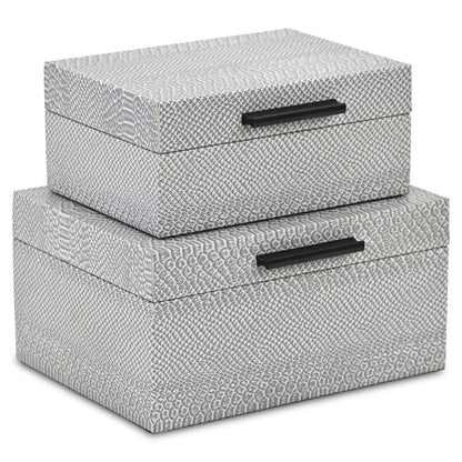 Set of Two Gray Wood Hand Painted Decorative Box HomeRoots