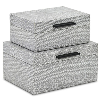 Set of Two Gray Wood Hand Painted Decorative Box HomeRoots