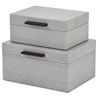Set of Two Gray Wood Hand Painted Decorative Box HomeRoots