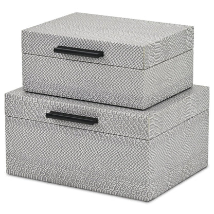 Set of Two Gray Wood Hand Painted Decorative Box HomeRoots