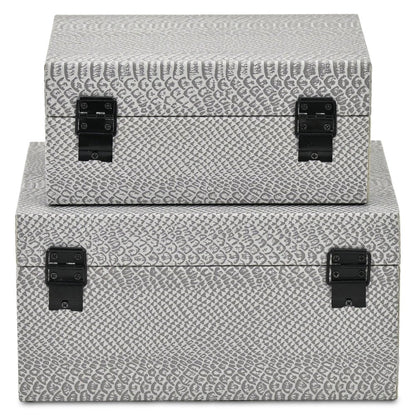 Set of Two Gray Wood Hand Painted Decorative Box HomeRoots