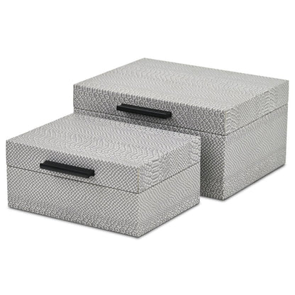 Set of Two Gray Wood Hand Painted Decorative Box HomeRoots