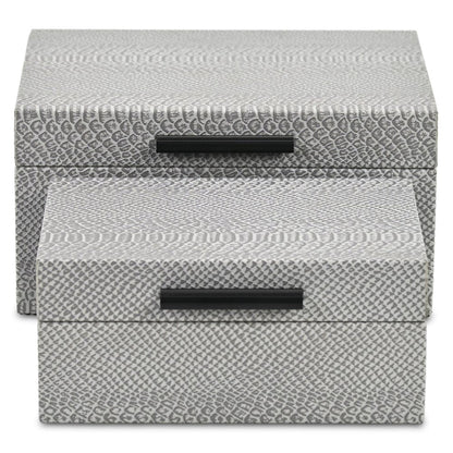 Set of Two Gray Wood Hand Painted Decorative Box HomeRoots