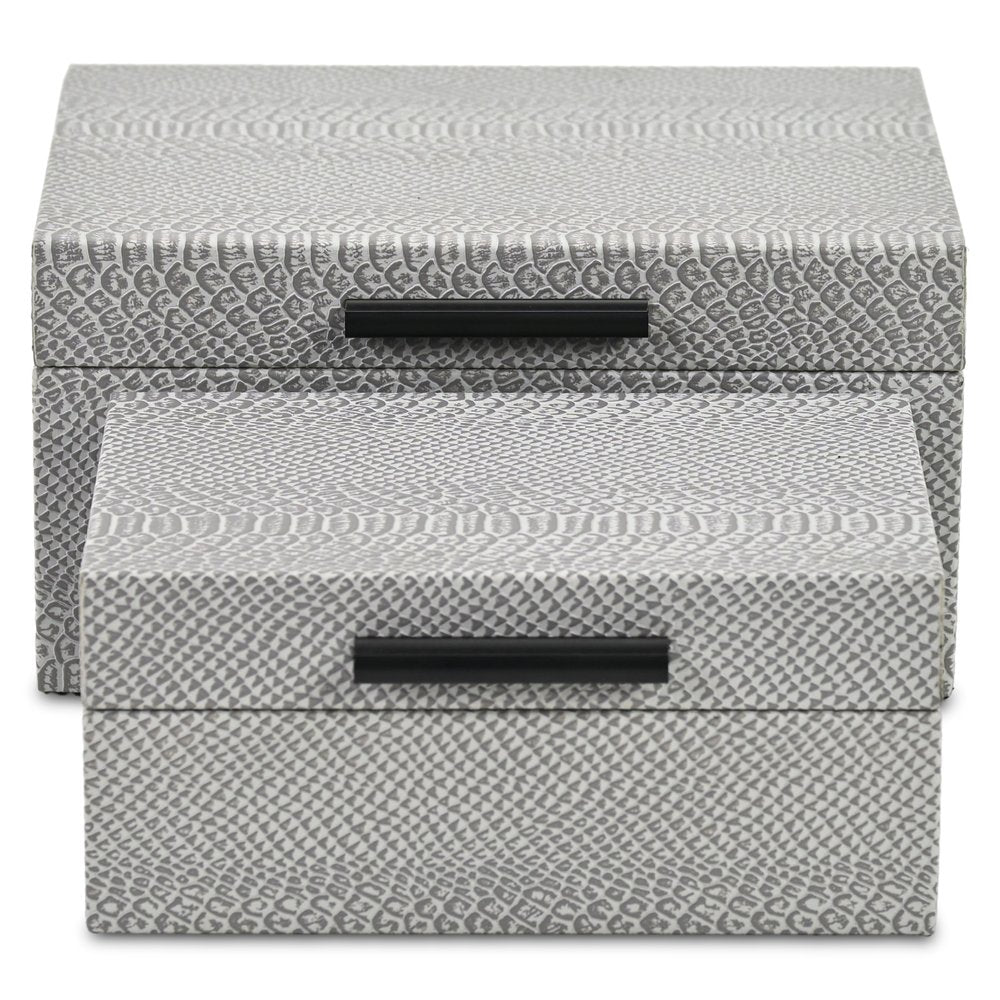 Set of Two Gray Wood Hand Painted Decorative Box HomeRoots