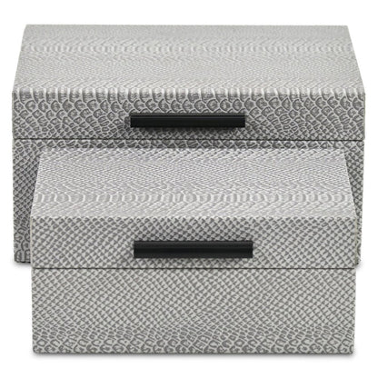 Set of Two Gray Wood Hand Painted Decorative Box HomeRoots