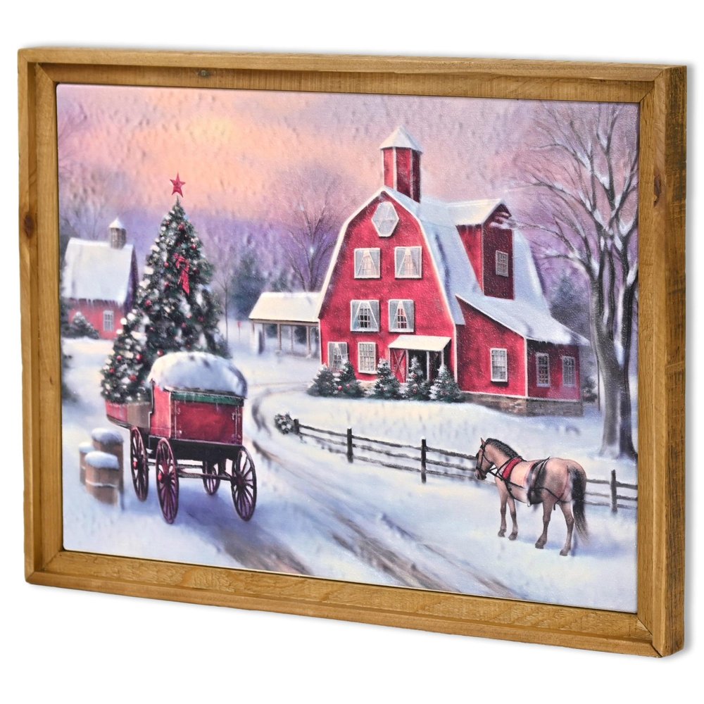 Eirlys Holiday Town Wall Art Brown Framed Wall Art