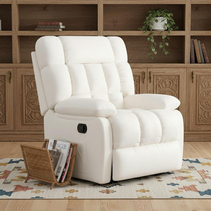 39" White Faux Leather Manual Recliner HomeRoots
