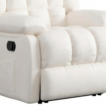 39" White Faux Leather Manual Recliner HomeRoots