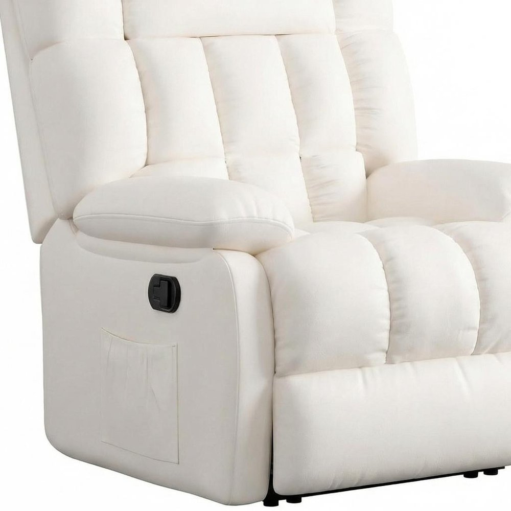 39" White Faux Leather Manual Recliner HomeRoots