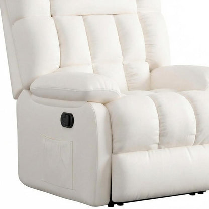 39" White Faux Leather Manual Recliner HomeRoots