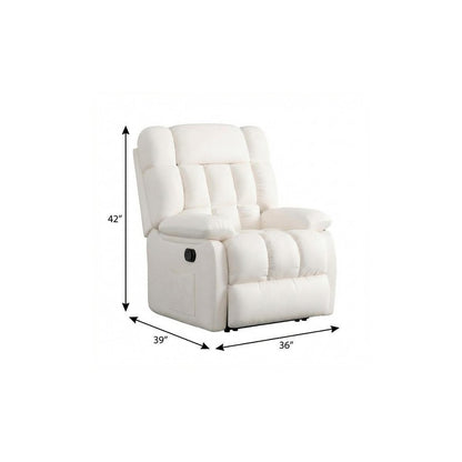 39" White Faux Leather Manual Recliner HomeRoots