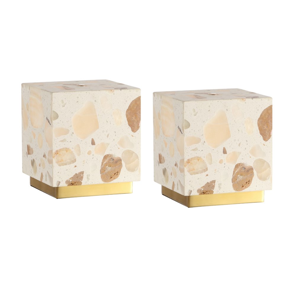 Set of Two 5" Gold Square USB Table Lamps With Square Shades — view 3