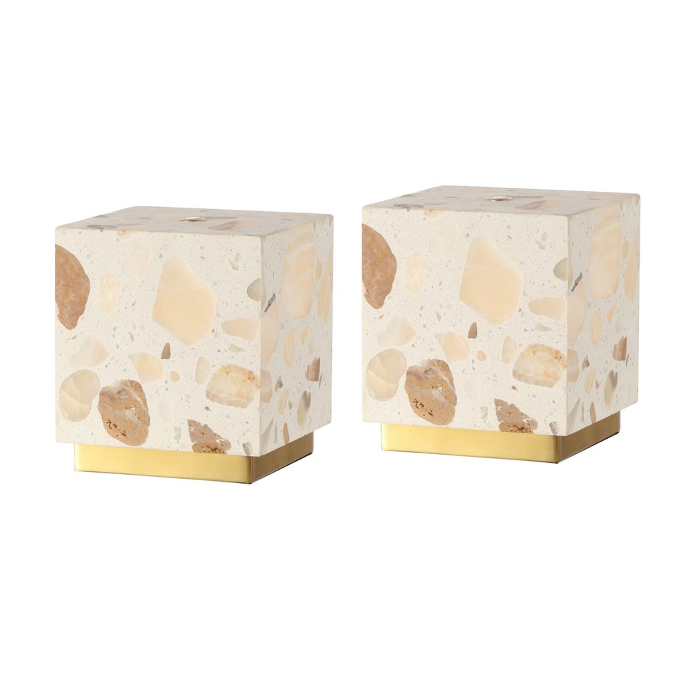 Set of Two 5" Gold Square USB Table Lamps With Square Shades — view 1