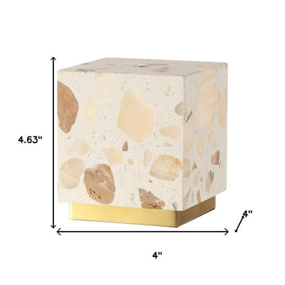 Set of Two 5" Gold Square USB Table Lamps With Square Shades