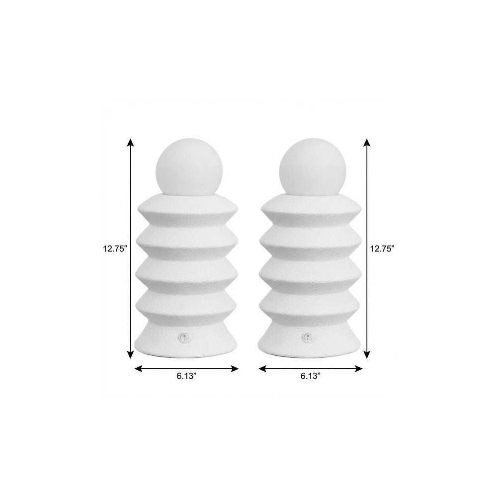 Set of Two 13" Clear Geometric Table Lamps With Globe Shades — view 7
