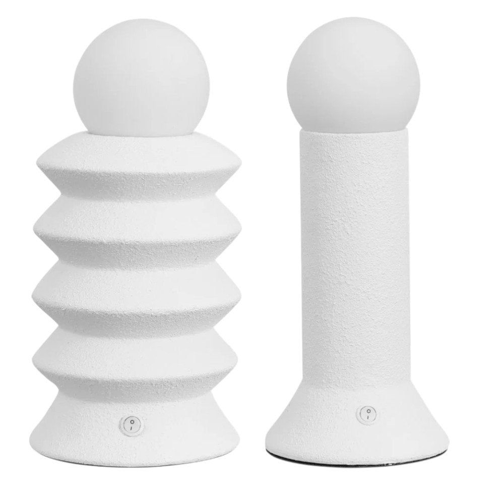 Set of Two 13" Clear Geometric Table Lamps With Globe Shades — view 6