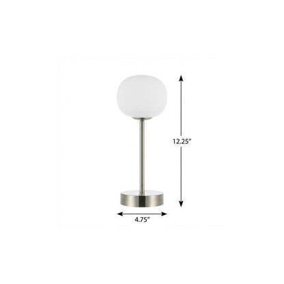 12" Nickel Novelty USB Table Lamp With Globe Shade