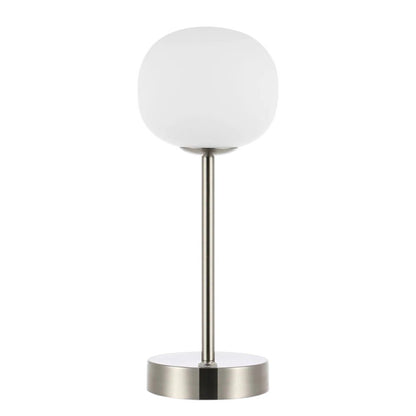 12" Nickel Novelty USB Table Lamp With Globe Shade