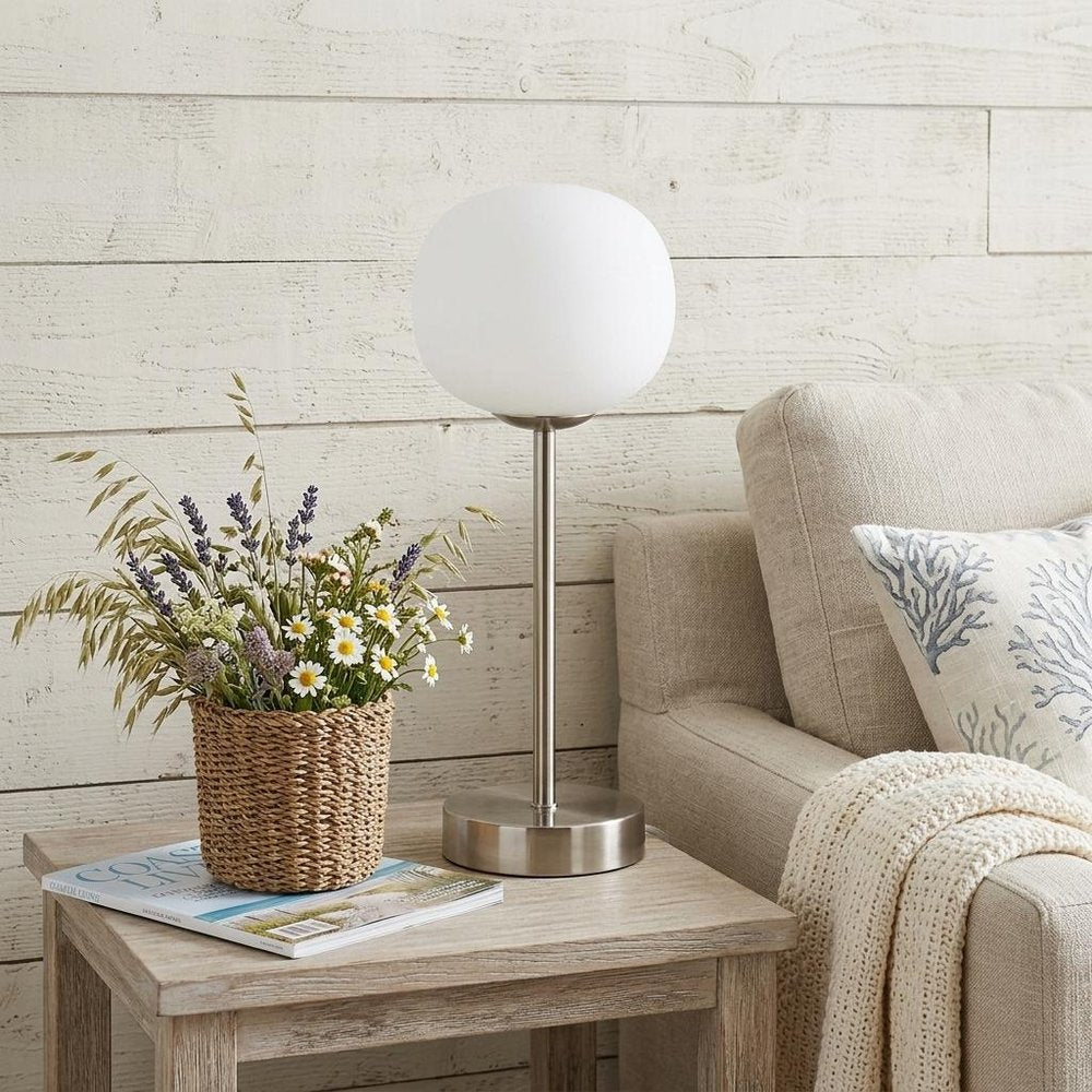 12" Nickel Novelty USB Table Lamp With Globe Shade — view 6