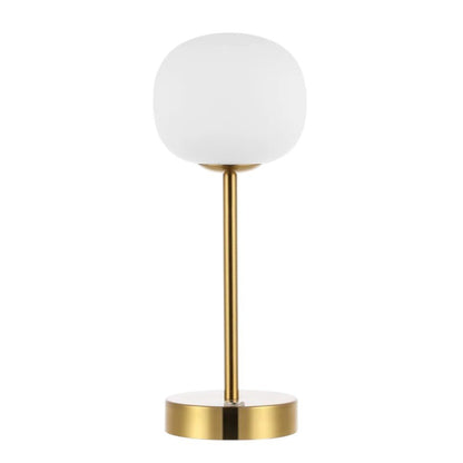 12" Gold USB Table Lamp With Globe Shade