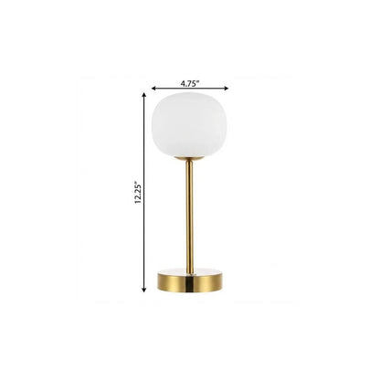 12" Gold USB Table Lamp With Globe Shade
