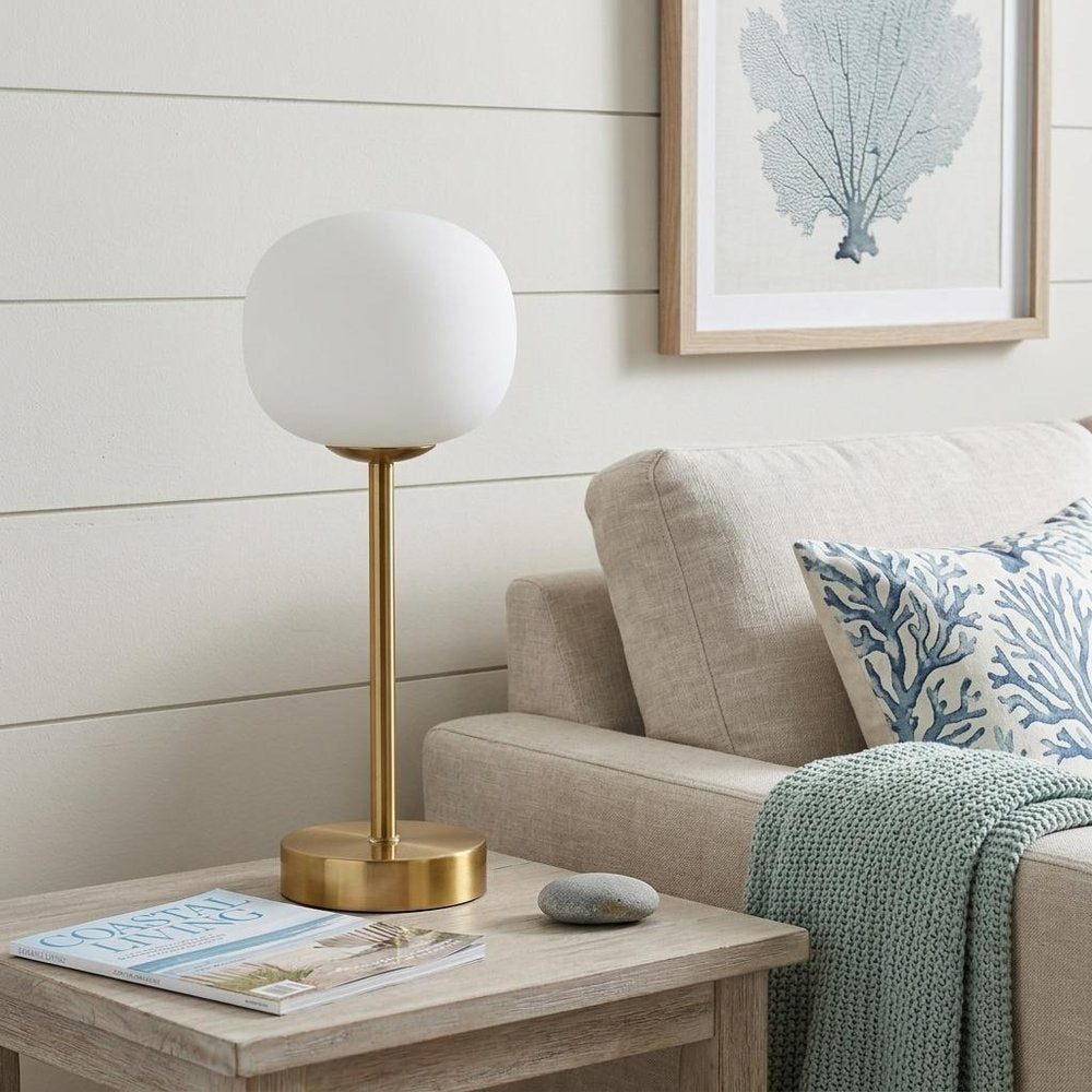 12" Gold USB Table Lamp With Globe Shade — view 6