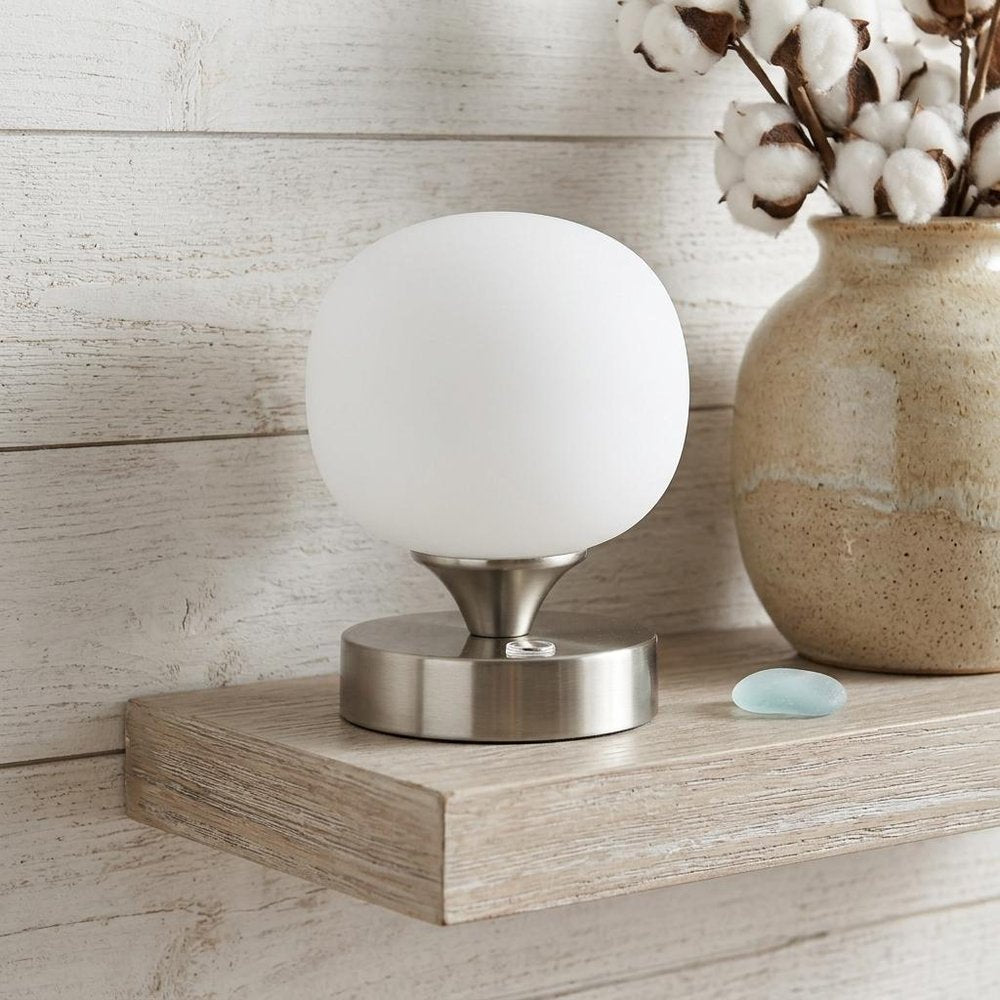 6" Nickel Novelty USB Table Lamp With Globe Shade — view 6
